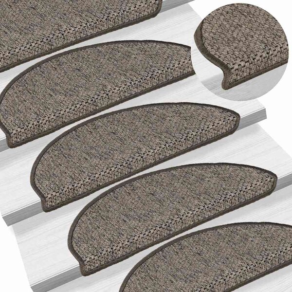 Samolepicí nášlapy na schody sisal 15 ks 65x21x4 cm šedo-béžové 326872