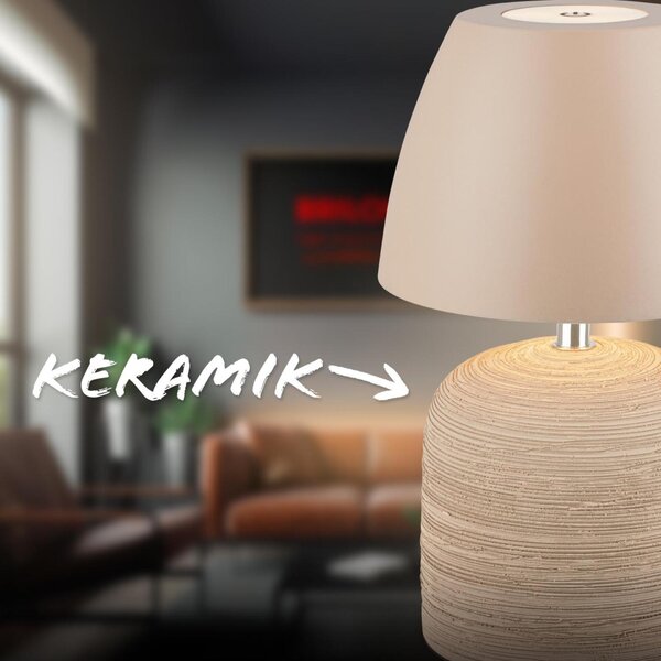 BRILONER Cera stolní lampa - 2,5W, 200lm, bezdrátová, IP44, LED, stmívatelná, teplá bílá, béžová 7593011