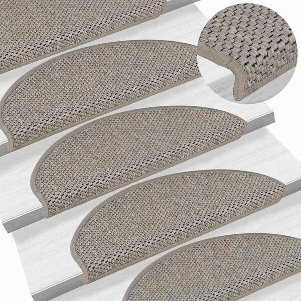Samolepicí nášlapy na schody sisal 15 ks 65x21x4 cm stříbrné 326871