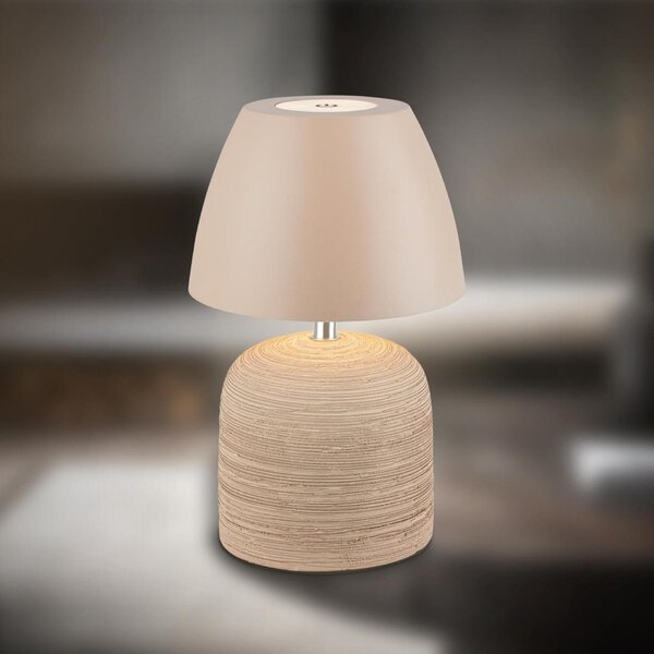 BRILONER Cera stolní lampa - 2,5W, 200lm, bezdrátová, IP44, LED, stmívatelná, teplá bílá, béžová 7593011