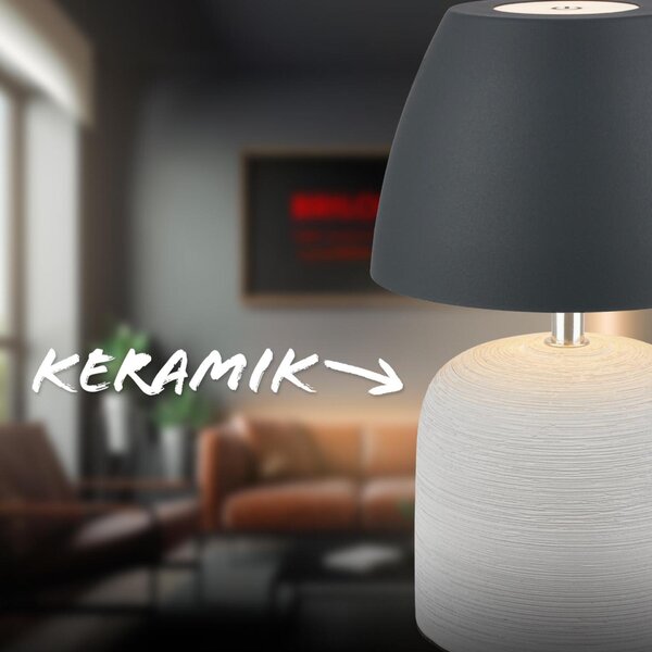 BRILONER Cera stolní lampa - 2,5W, 200lm, bezdrátová, IP44, LED, stmívatelná, teplá bílá, šedá/antracit 7593015