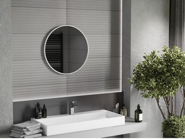 Mexen Loft kulaté koupelnové zrcadlo 60 cm, bílý rám - 9850-060-060-000-20