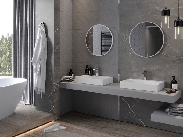 Mexen Loft kulaté koupelnové zrcadlo 60 cm, bílý rám - 9850-060-060-000-20
