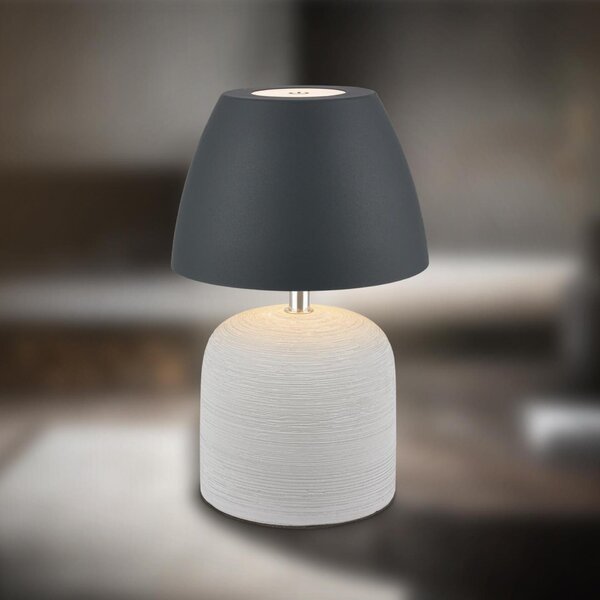 BRILONER Cera stolní lampa - 2,5W, 200lm, bezdrátová, IP44, LED, stmívatelná, teplá bílá, šedá/antracit 7593015