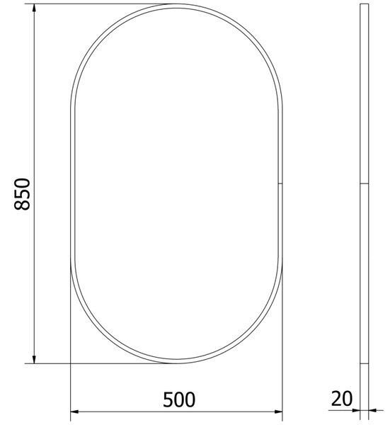Mexen Loft oválné koupelnové zrcadlo 85 x 50 cm, zlatý rám - 9851-085-050-000-50