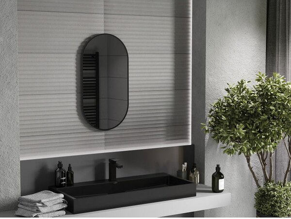 Mexen Loft zrcadlo koupelnové oválné 75 x 40 cm, černý rám - 9851-075-040-000-70
