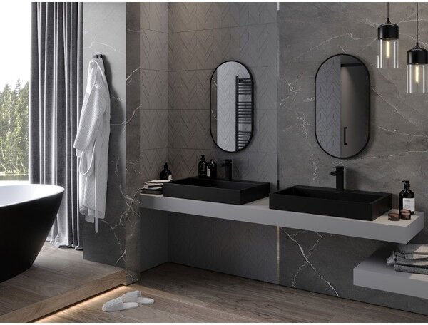 Mexen Loft zrcadlo koupelnové oválné 75 x 40 cm, černý rám - 9851-075-040-000-70