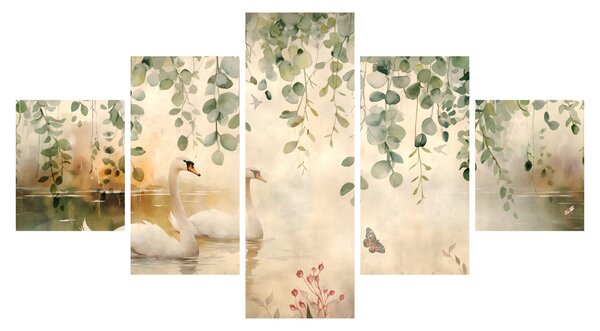 Obraz - Jezero, aquarel (125x70 cm)