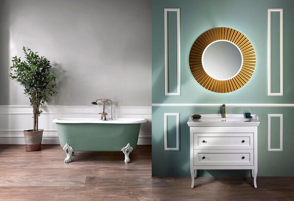Sapho Sapho, PRIDE STRIP kulaté zrcadlo s LED osvětlením v rámu, průměr 90cm, bronz, PD954