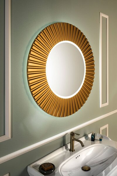 Sapho Sapho, PRIDE STRIP kulaté zrcadlo s LED osvětlením v rámu, průměr 90cm, bronz, PD954