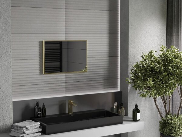 Mexen Loft obdélníkové koupelnové zrcadlo 60 x 40 cm, zlatý rám - 9852-060-040-000-50
