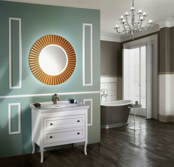 Sapho Sapho, PRIDE STRIP kulaté zrcadlo s LED osvětlením v rámu, průměr 90cm, bronz, PD954