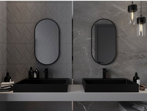 Mexen Loft zrcadlo koupelnové oválné 75 x 40 cm, černý rám - 9851-075-040-000-70