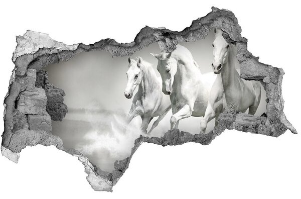 Díra 3D fototapeta na stěnu Bílí koně nd-b-44040199