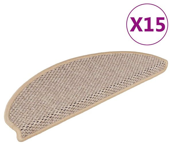 Samolepící nášlapy na schody vzhled sisal 15 ks 65x21x4 cm 326880