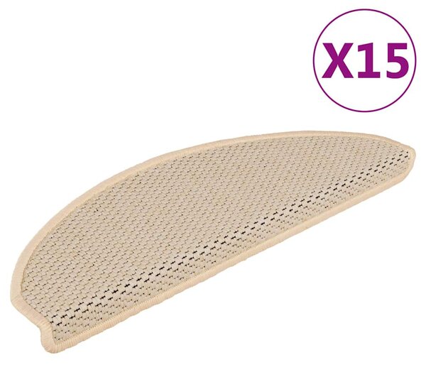Samolepicí nášlapy na schody sisal 15 ks 65 x 21 x 4 cm berber 326881