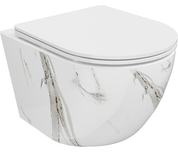 Mexen Lena mísa WC Rimless s pomalu klesající deskou slim, duroplast, bílý kámen - 30224094