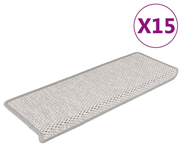 Samolepicí nášlapy na schody sisal 15 ks 65 x 21 x 4 cm platina 326882