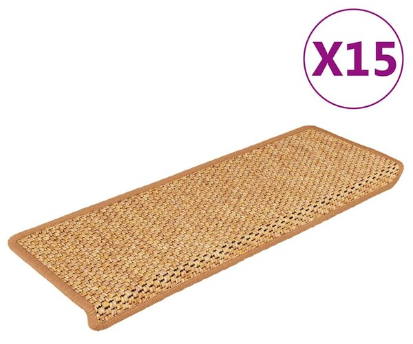 Samolepící nášlapy na schody vzhled sisal 15ks 65x21x4 cm 326889