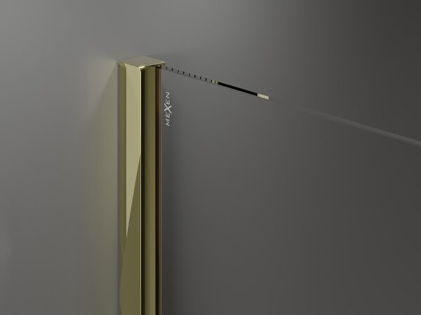 Mexen Velar Duo, posuvné sprchové dveře do otvoru 140 cm, 8mm šedé sklo, zlatá lesklá, 871-140-000-42-50