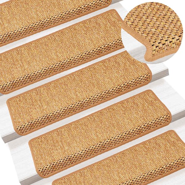 Samolepící nášlapy na schody vzhled sisal 15ks 65x21x4 cm 326889