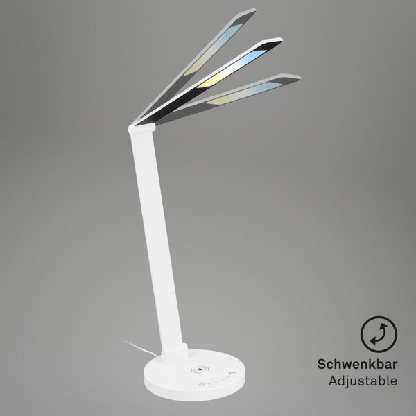 BRILONER Cuma LED lampa na psací stůl, bezdrátové nabíjení telefonu, stmívatelná, bílá 7543016