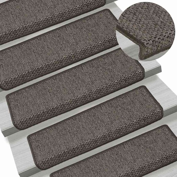 Samolepící nášlapy na schody sisal 15ks 65x21x4cm šedé a béžové 326884