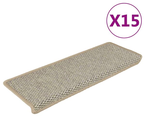 Samolepící nášlapy na schody vzhled sisal 15ks 65x21x4cm zelené 326887