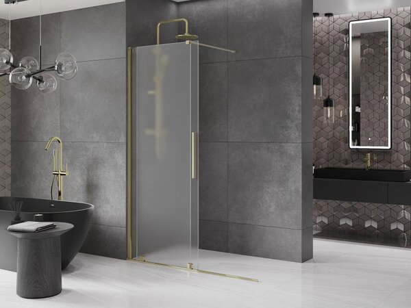Mexen Velar posuvná sprchová stěna Walk-in 130 x 200 cm, matná 8 mm, zlatá - 871-130-000-33-50