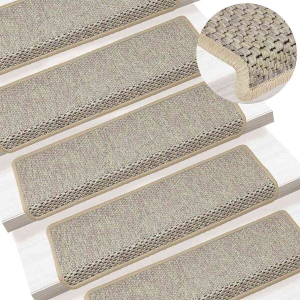 Samolepící nášlapy na schody vzhled sisal 15ks 65x21x4cm zelené 326887