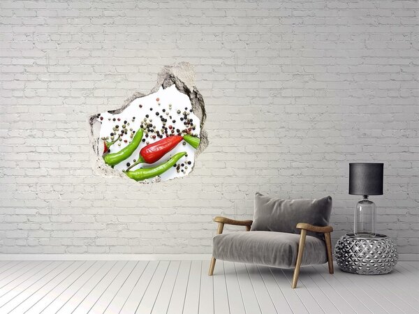 Nálepka 3D díra na zeď Chilli papričky nd-p-166768878