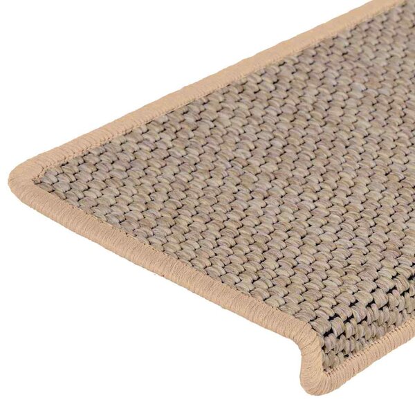 Samolepicí nášlapy na schody sisal 15ks 65x21x4cm světle béžové 326892