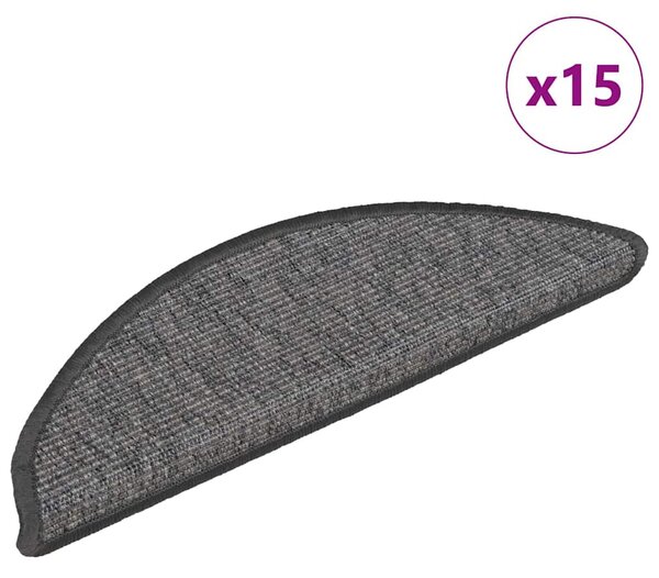 Schodové rohože 15 ks 56 x 17 x 3 cm béžovo-šedé, půlkulaté 326894
