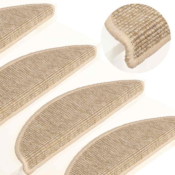 Schodové rohože 15 ks 56 x 17 x 3 cm světle béžové, půlkulaté 326897