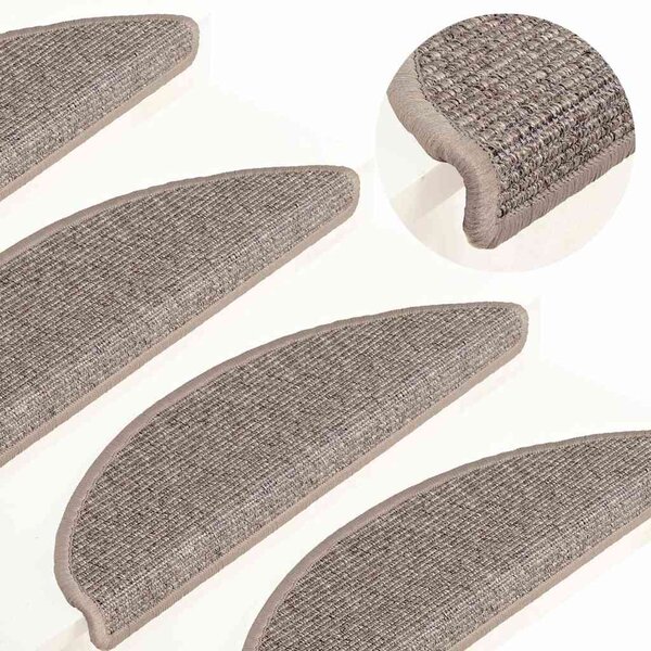 Schodové rohože 15 ks 56 x 17 x 3 cm tmavě béžové, půlkulaté 326896