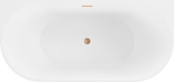 Mexen Oval volně stojící vana u stěny 160 x 80 cm, bílá/černá, přepad měď kartáčovaná - 52671608075-65