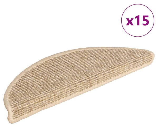 Schodové rohože 15 ks 56 x 17 x 3 cm světle béžové, půlkulaté 326897