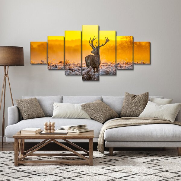 Obraz - Jelen při východu slunce (210x100 cm)