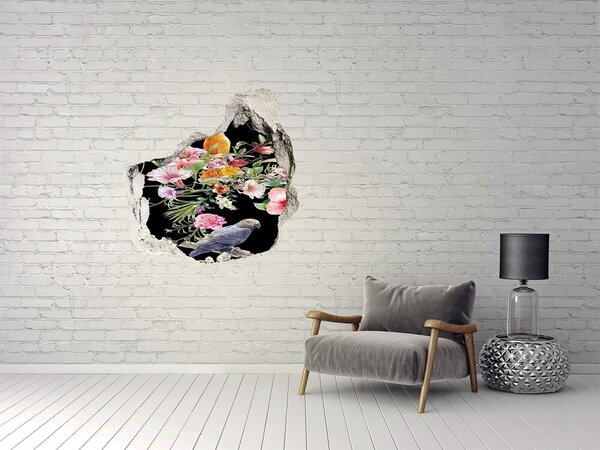 Díra 3D fototapeta nálepka Květiny a ptáci nd-p-172830209