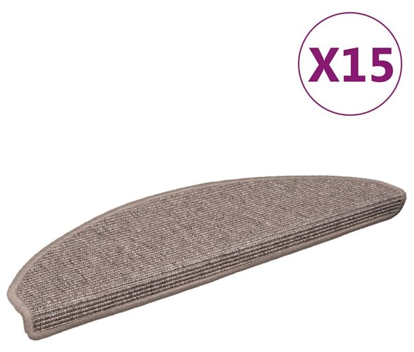 Schodové rohože 15 ks 65 x 21 x 4 cm tmavě béžové, půlkulaté, velké 326902