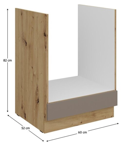 Kondela Dolní kuchyňská skříňka pro vestavný sporák Frisbo 60 D GAZ BB - sandgrau / dub artisan