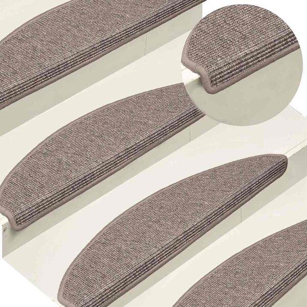 Schodové rohože 15 ks 65 x 21 x 4 cm tmavě béžové, půlkulaté, velké 326902