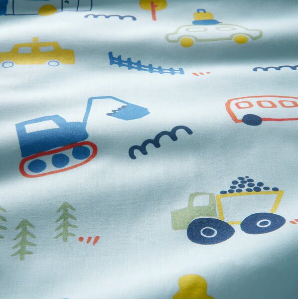 Dětské bavlněné povlečení MINI TRUCKS TALES modré, 100% bavlna Rozměr povlečení: 70 x 80 cm | 140 x 200 cm