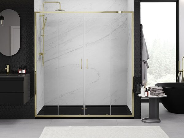 Mexen Exo dvoukřídlé posuvné sprchové dveře 170 cm, transparentní, zlaté - 8152-170-000-50-00