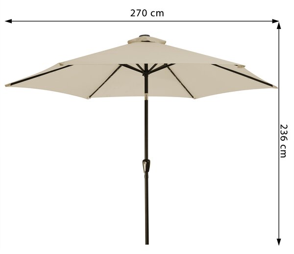 Deuba LED slunečník Miami Ø270 cm - béžový