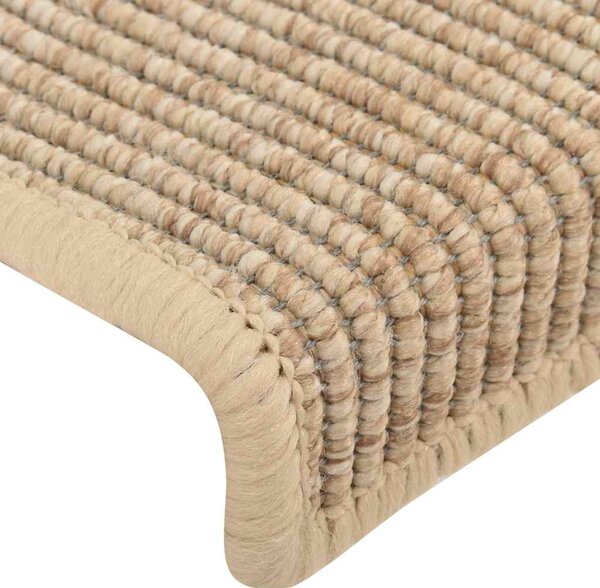 Schodové rohože 15 ks 65 x 21 x 4 cm světle béžové s obdélníkovým okrajem 326909