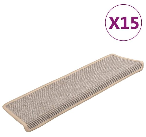 Schodové rohože 15 ks 65 x 21 x 4 cm stříbrné s obdélníkovým okrajem 326907
