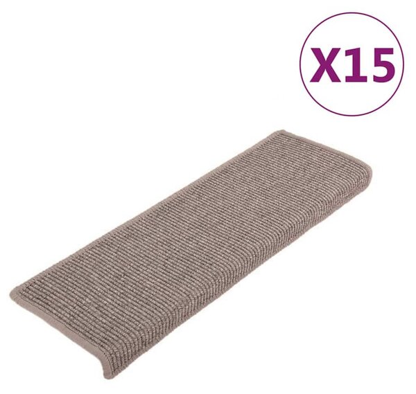 Schodové rohože 15 ks 65 x 21 x 4 cm tmavě béžové s obdélníkovým okrajem 326908