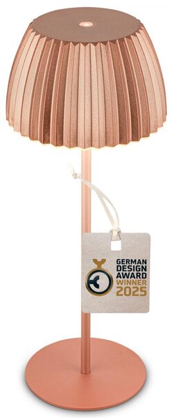 BRILONER Nabíjecí stolní lampa Riffle - 36,5 cm, 2W, 200lm, IP44, bezdrátová, LED, stmívatelná, dotykový vypínač, měď 7553013