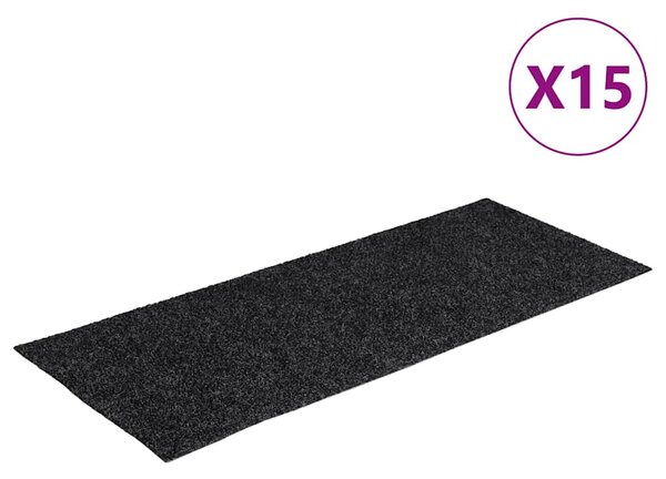 Schodové rohože samolepicí 15 ks 60 x 25 cm tmavě šedé obdélníkové 326913